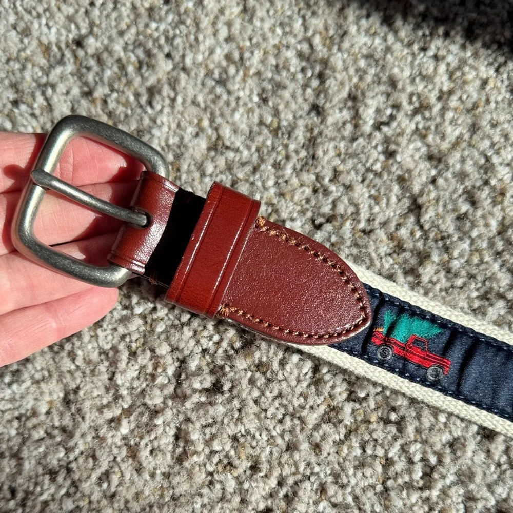 Crewcuts Kids Belt Cream with Red & Green Truck Design